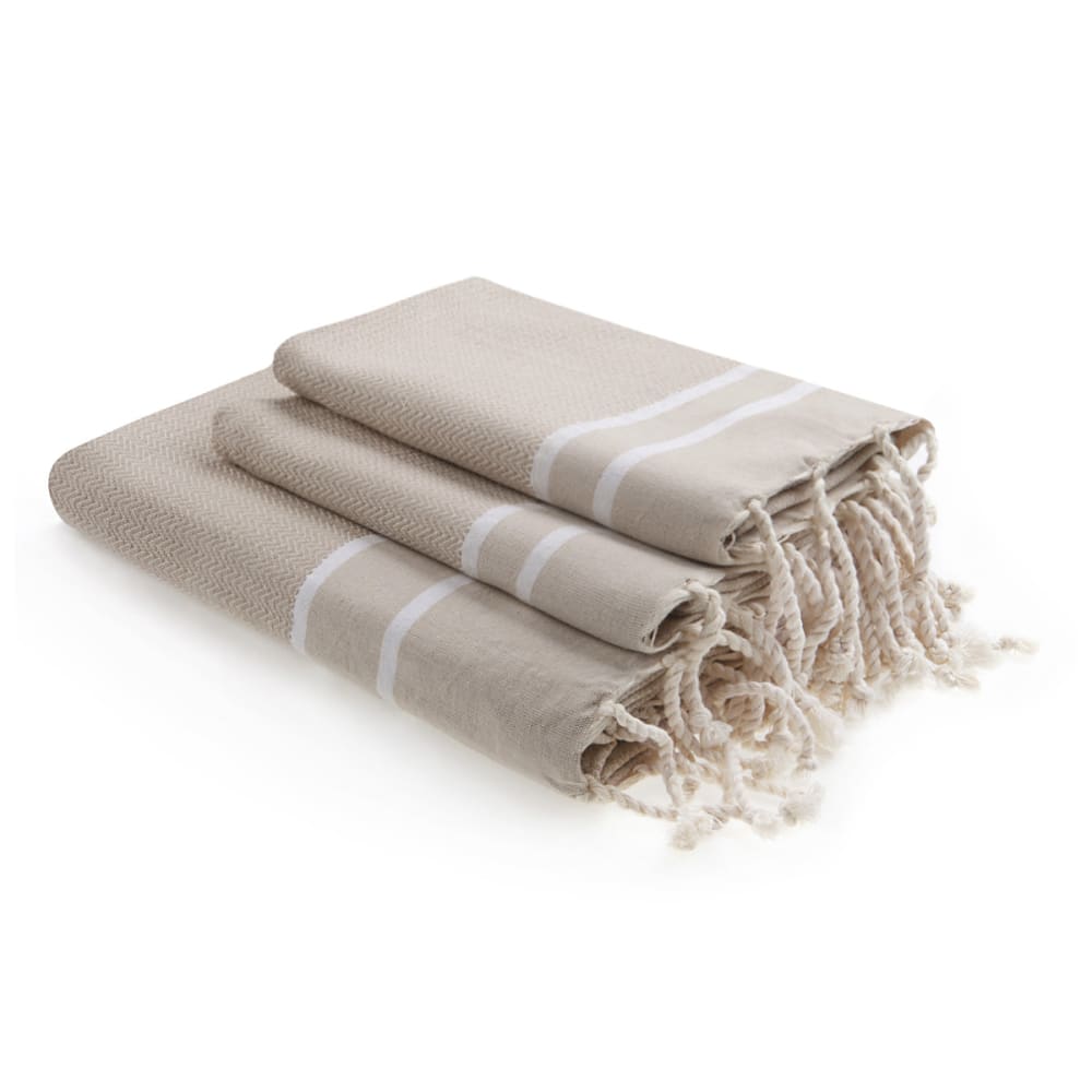 Fouta set de baño (1+2) algodón 100x200 topo claro