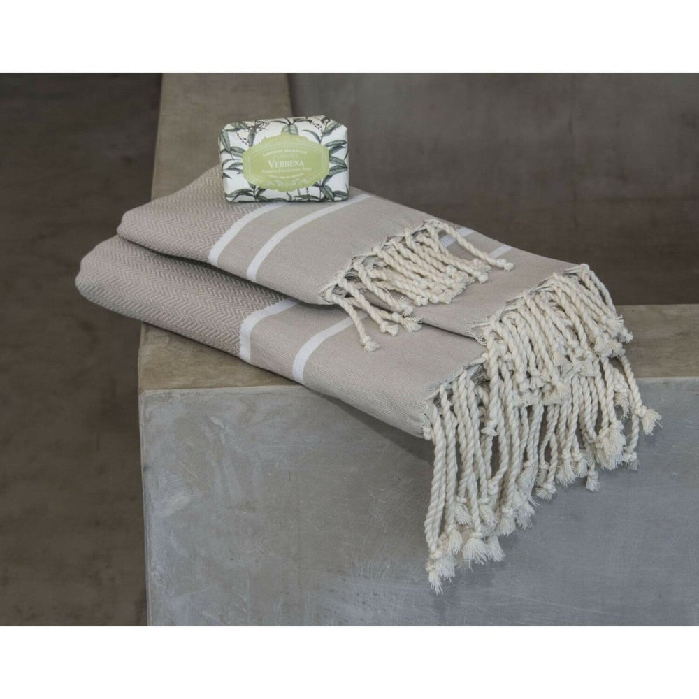 Fouta set de baño (1+2) algodón 100x200 topo claro - Maisons du Monde