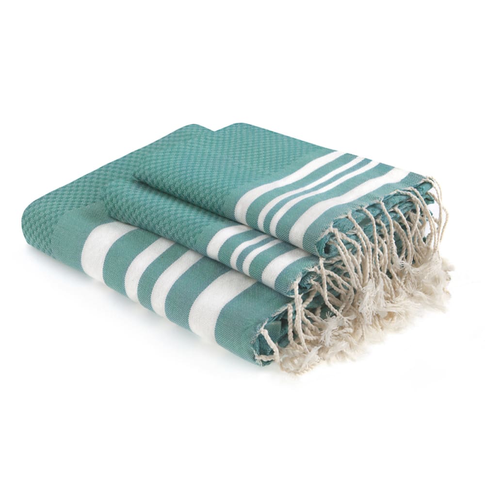Foutas de bain (1+2) coton 100x200 vert canard
