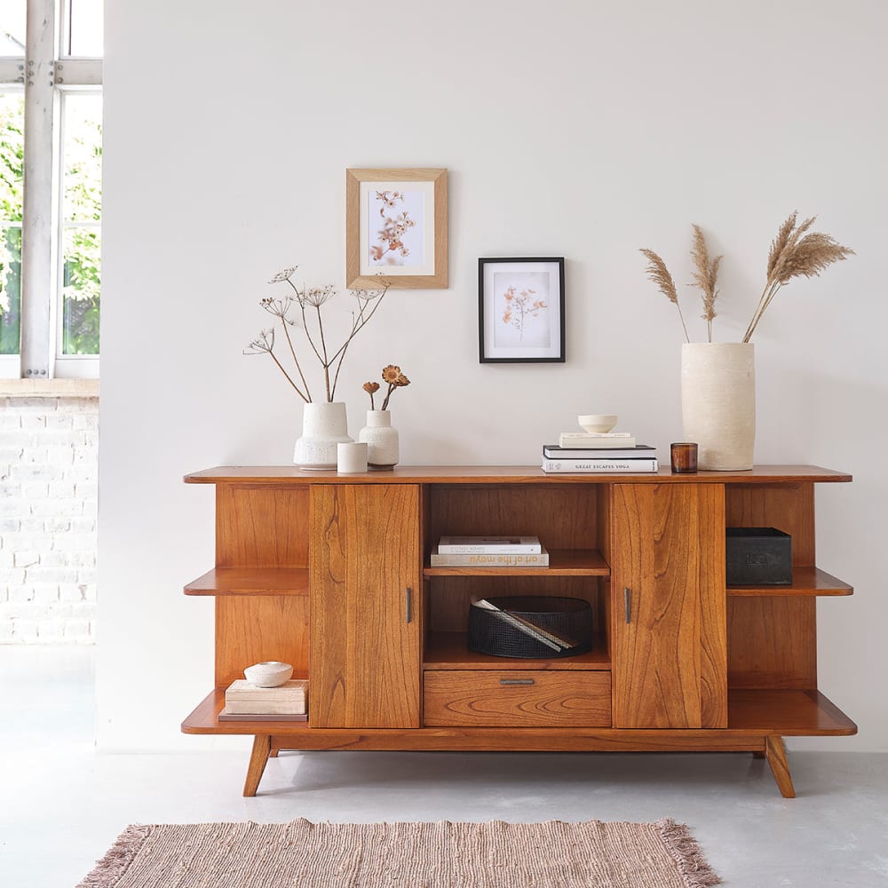 BERAH GETAH Buffet aus massivem Mindi 180 cm style modern Beige Holz