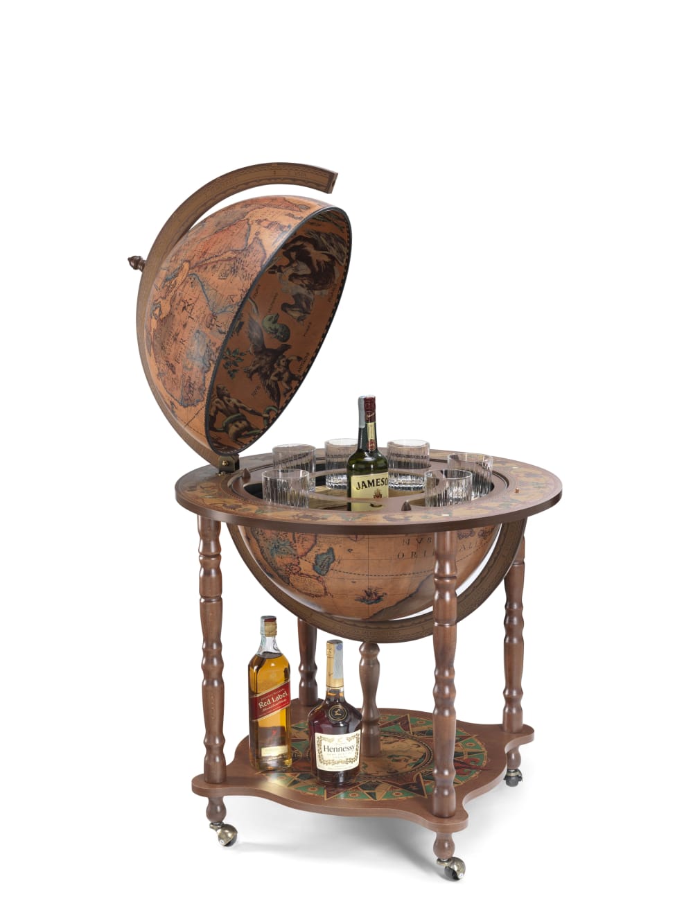 Zoffoli Globe bar Dedalo D50cm style classique chic Marron Bois - 68x99x68cm