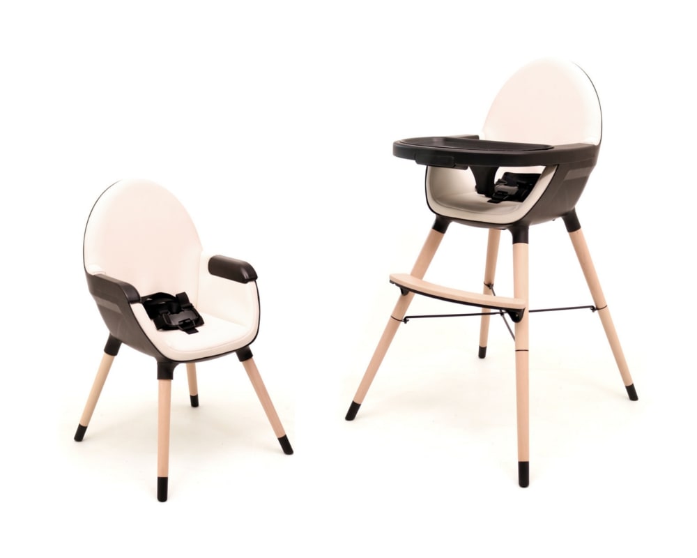 AT4 - Chaise haute bébé évolutive Noir et Sable 2 hauteurs