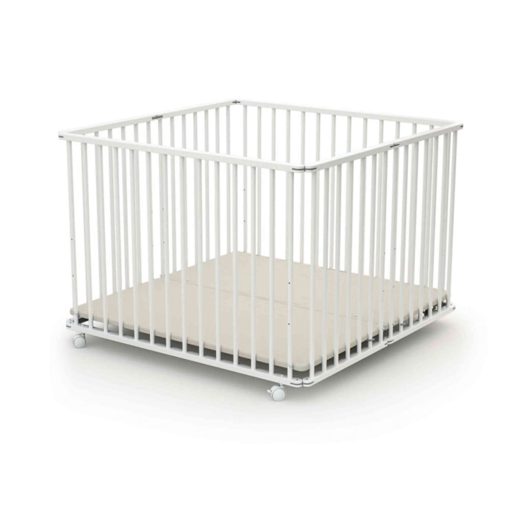 Webaby Klappbares Baby-Laufgitter mit rollen Holz Weiß 100 x 100 cm WEISS HOLZ Baby