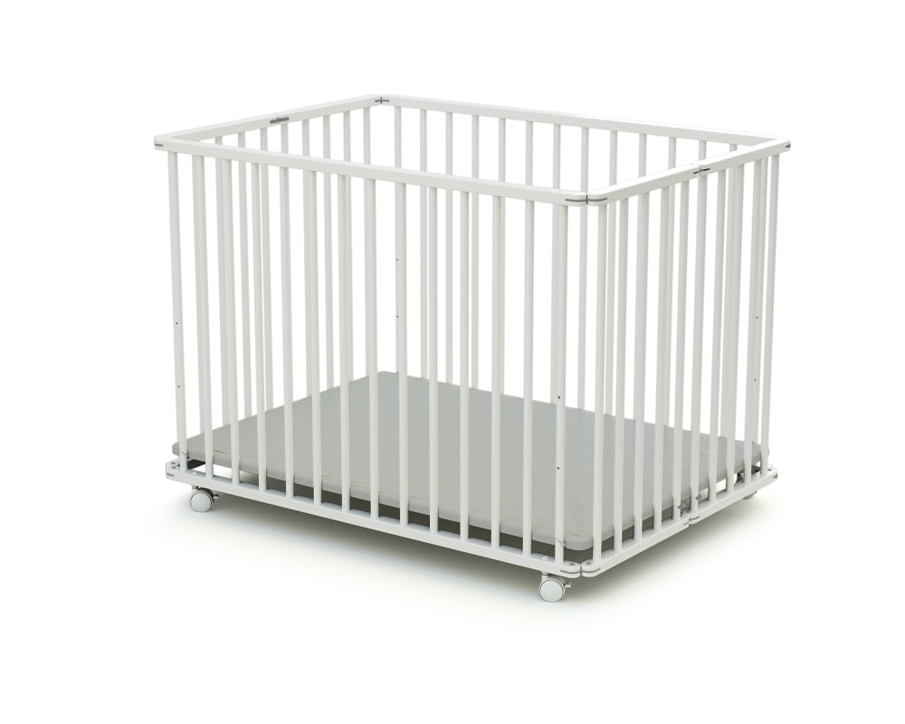 Parc bébé pliant en bois blanc 70 x 100 cm (Webaby) - Image 1