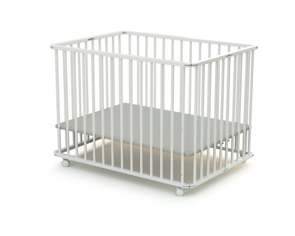 Parc bébé pliant en bois blanc 70 x 100 cm (Webaby) - Image 3