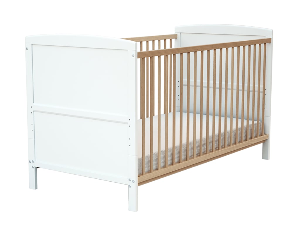 Cuna bebé evolutiva madera blanco y haya 70 x 140 cm