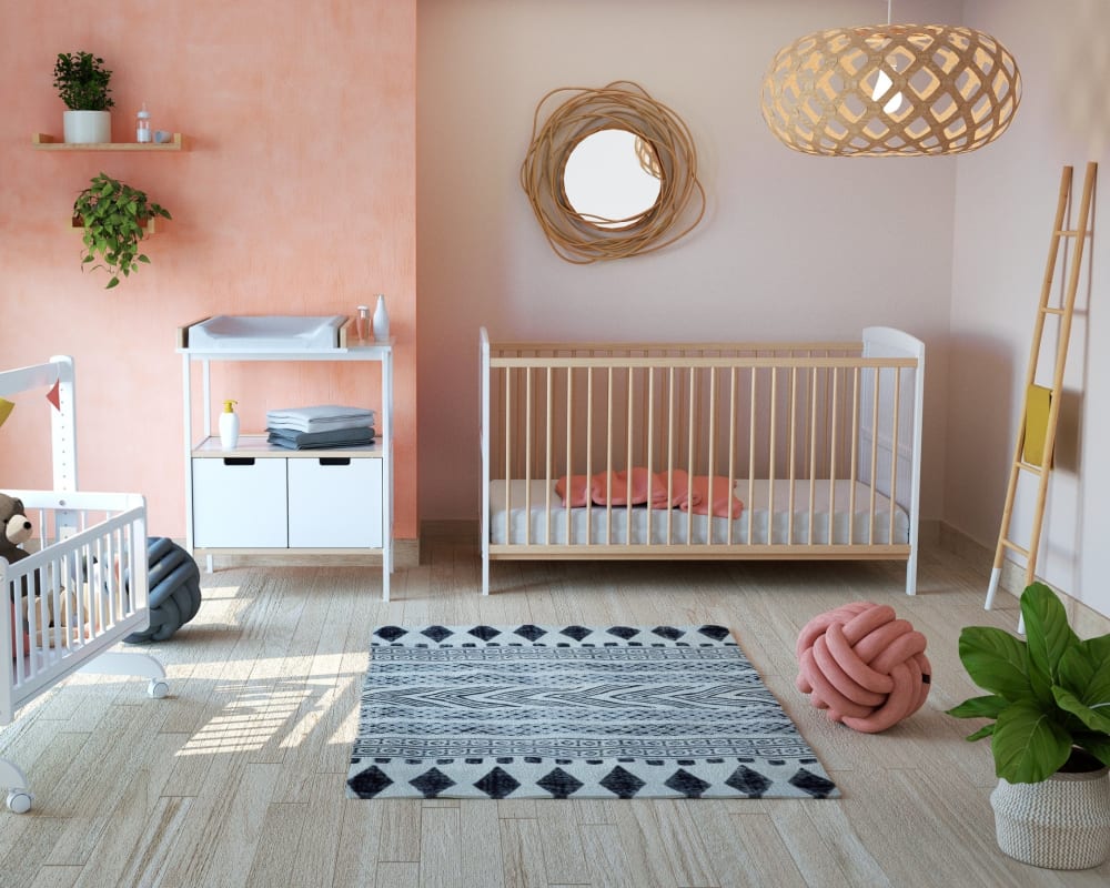 Lit bébé évolutif en bois Blanc et Hêtre Verni 70 x 140 cm