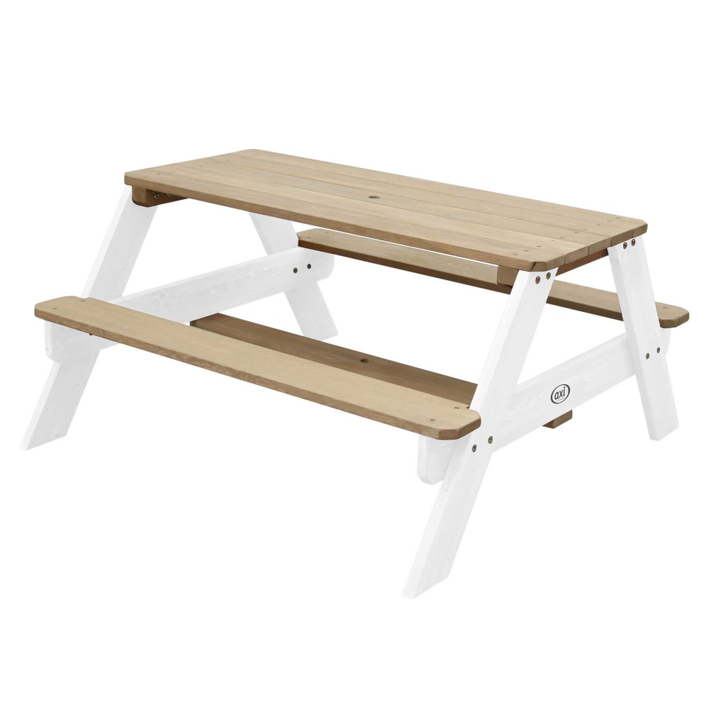 Table de pique-nique pour enfants avec parasol, bois, marron/blanc - Maisons du Monde