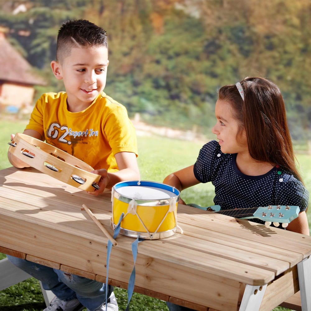 Sand & Wasser Picknicktisch aus FSC Holz mit Sonnenschirm,