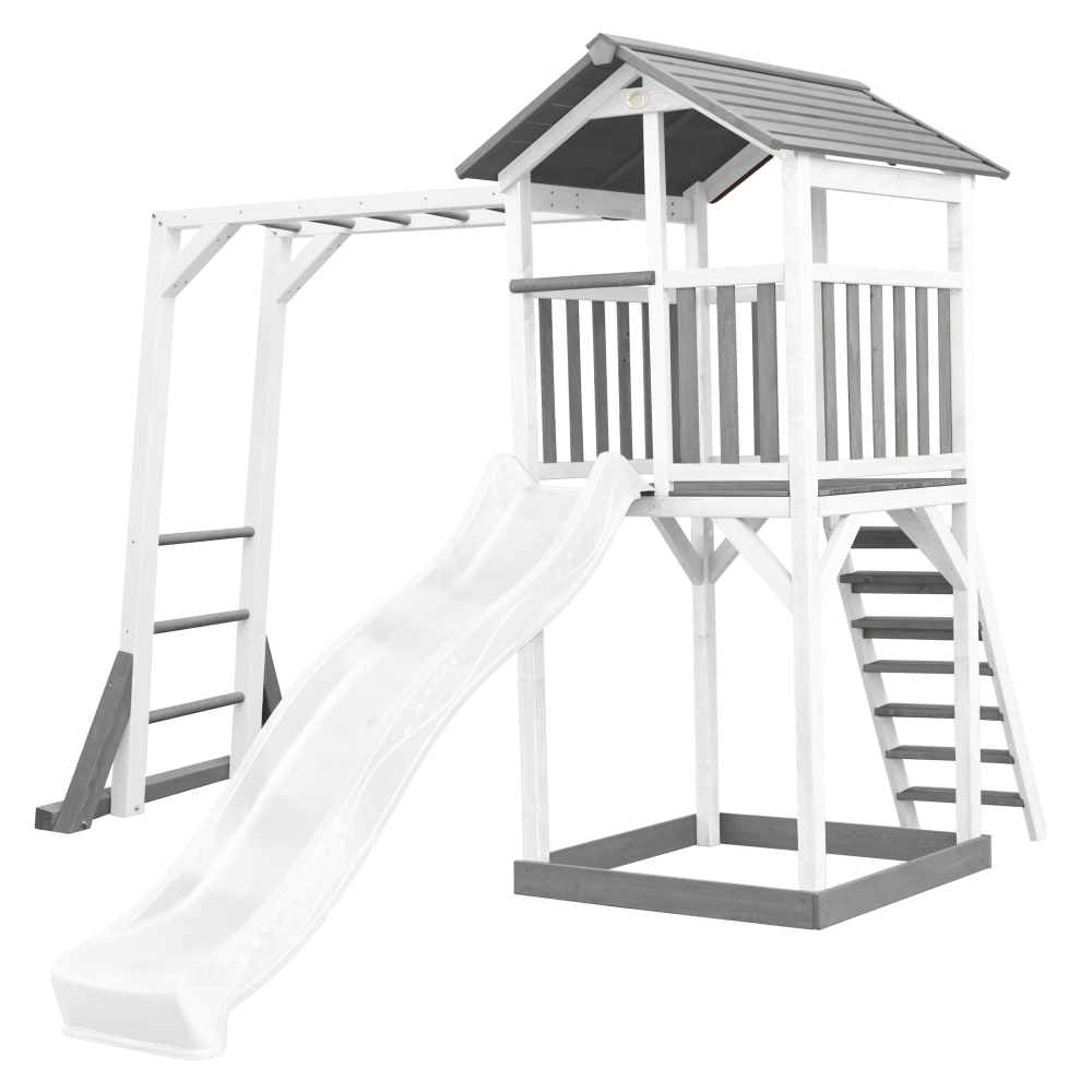 Axi Spielturm aus FSC Holz mit Rutsche & Sandkasten, weiß/grau style modern - Holz