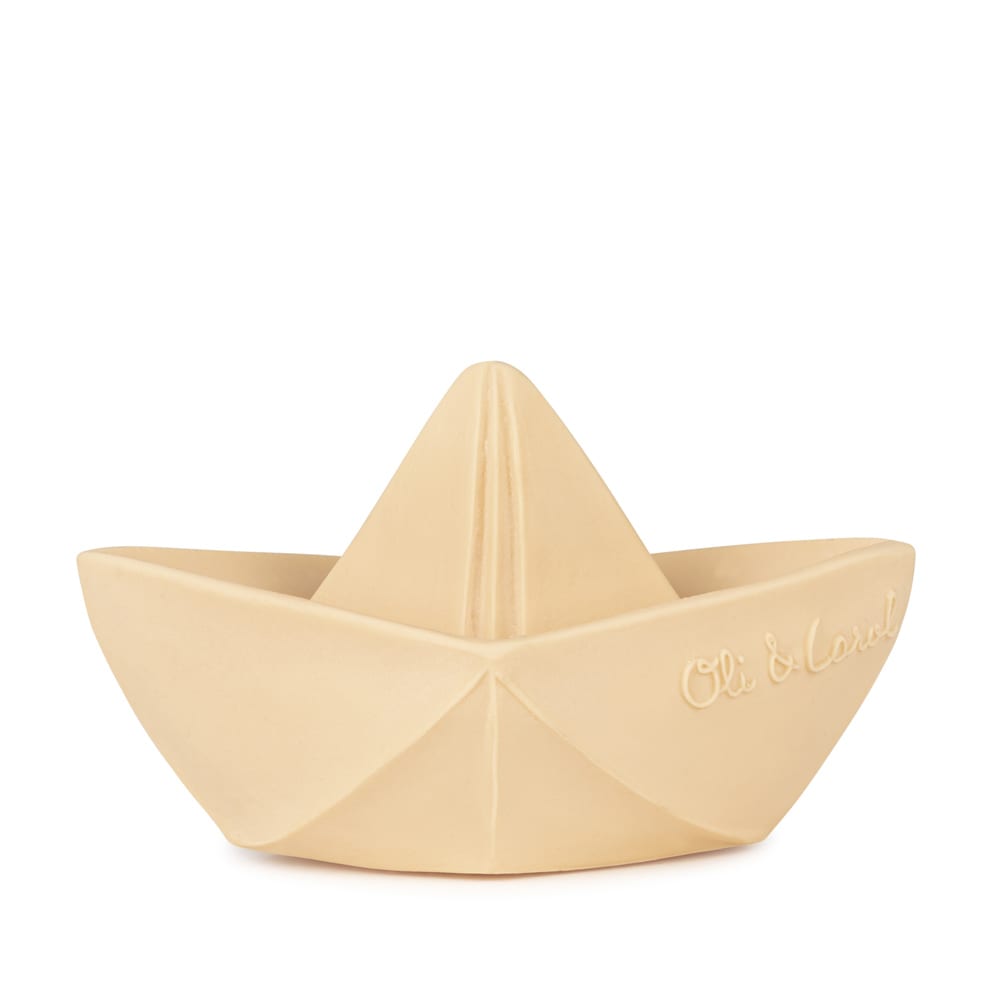 Oli&Carol Jouet de bain bateau origami Nude Rose Fibres Naturelles - 13x7x6cm