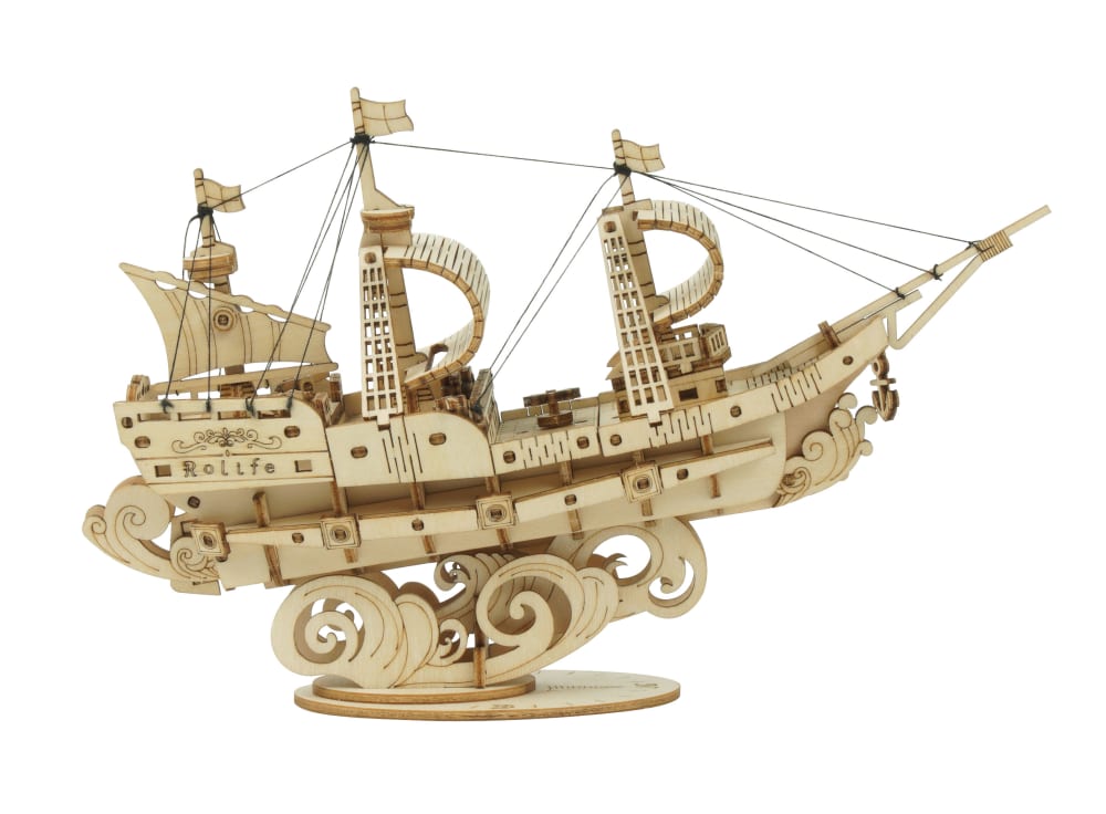 Robotime Maquette 3D - Bateau à voiles Naturel Beige Bois - 1x1x1cm