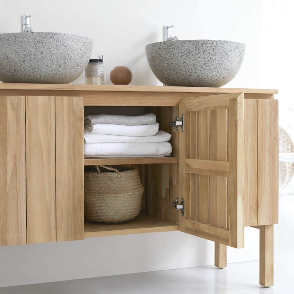 Waschtischunterschrank aus massivem Teakholz 120 cm - Maisons Du
