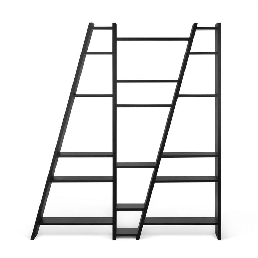 Bibliothèque effet bois noir laqué