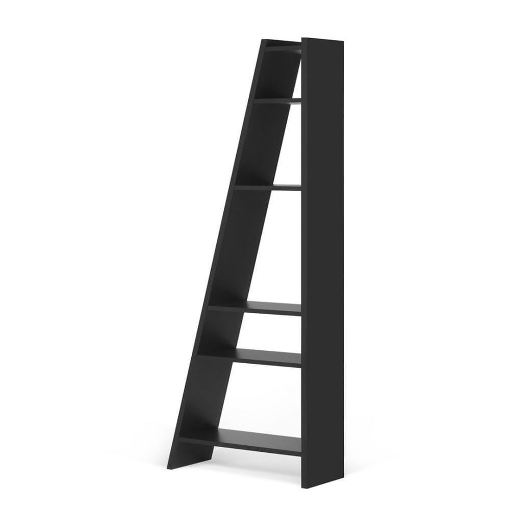 Bibliothèque effet bois noir laqué