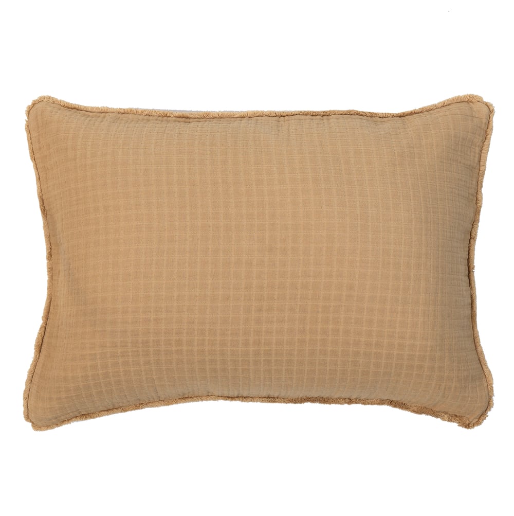 Funda de cojín gasa de algodón color camel 50 X 70 cm