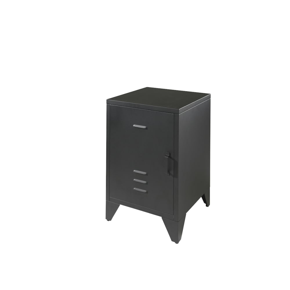 Vipack Chevet en métal Bronxx 1 porte 1 etagere 60x40x40cm Noir Mat