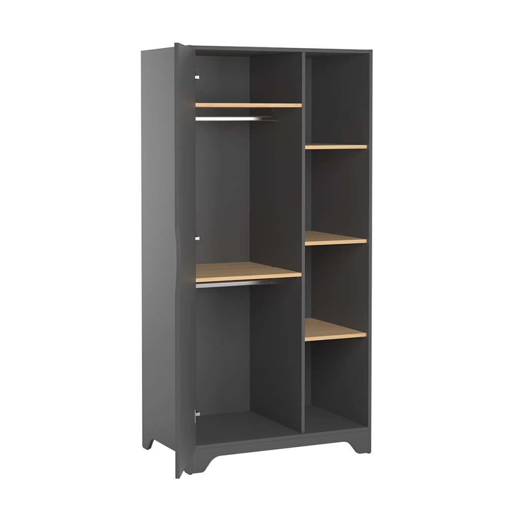 Armoire 1 porte leaf panneaux mélaminés gris (Vox) - Image 3