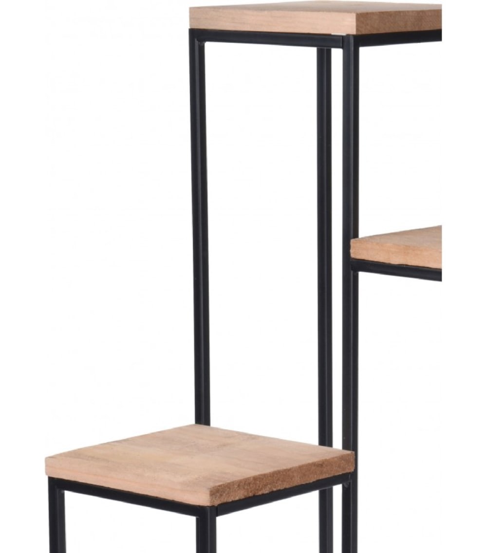 Support pots plantes étagé en métal noir et plateaux bois - Maisons du Monde