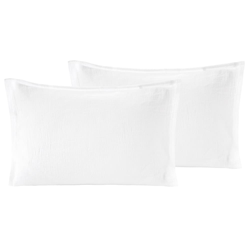 Lot de 2 taies d'oreiller en gaze de coton  blanc 50x70 cm