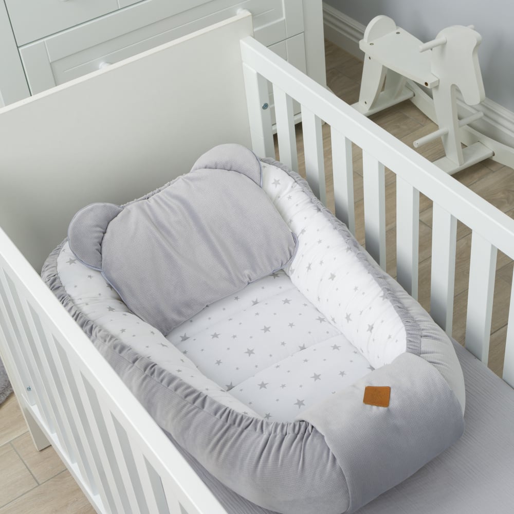 Cesto riduttore trapuntato in velluto stella - Modello Contemporaneo - Grigio - Cotone