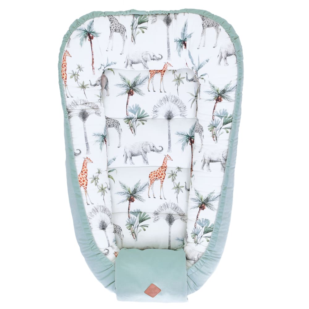 Cocon bébé nid réducteur de lit en coton Vert de gris de 0 à 9 mois