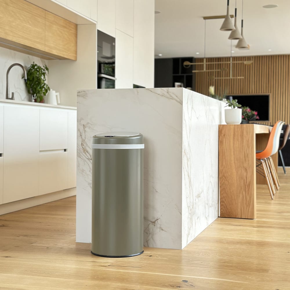 Kitchen Move Automatischer Küchenmülleimer Maulwurfgrau 42l style modern Taupe Stahl