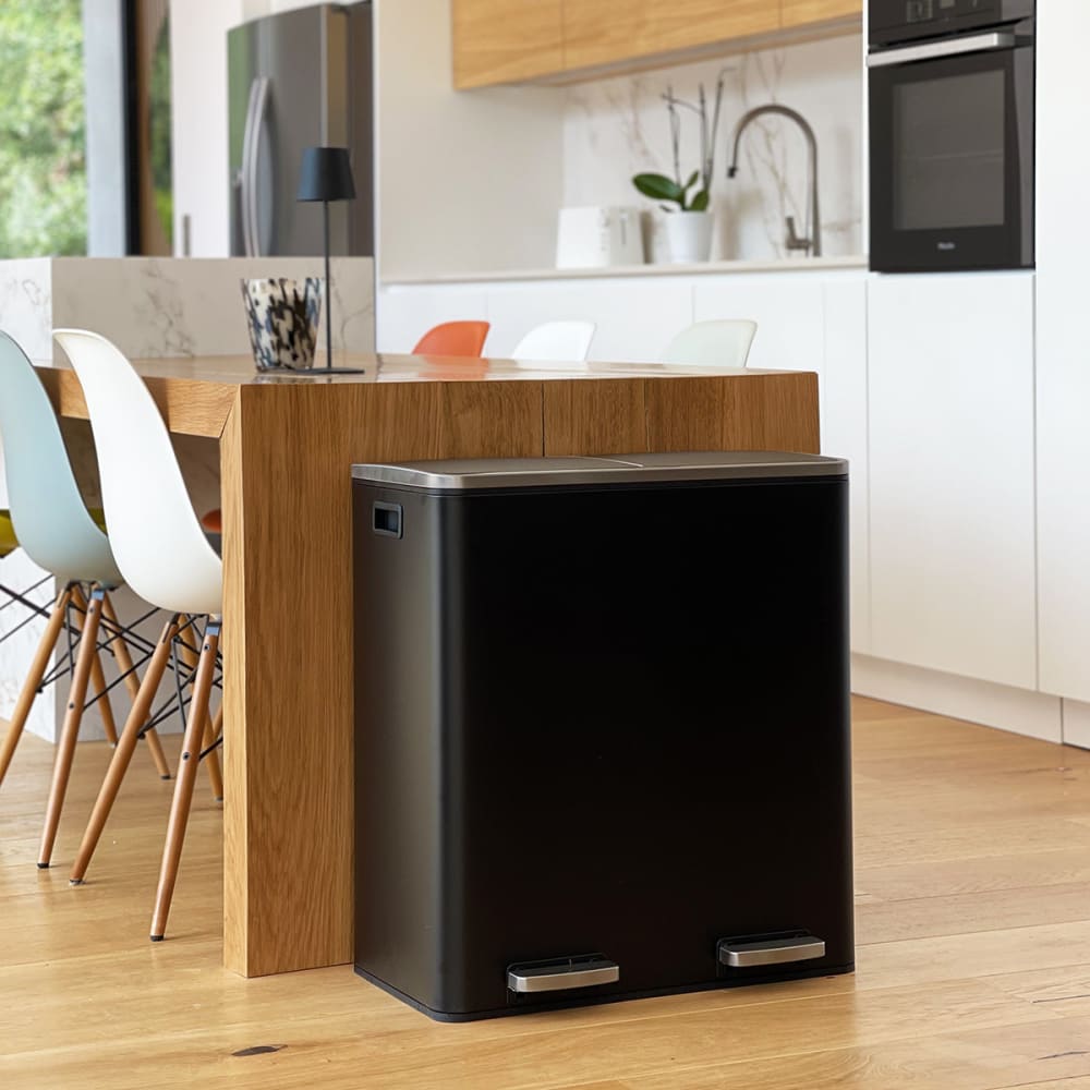 Cubo de basura de cocina de reciclaje negro 60l