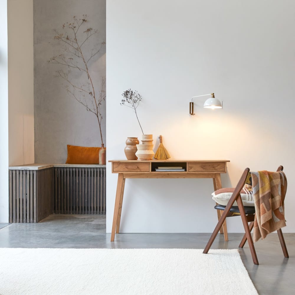 Tikamoon Schreibtisch aus massivem Akazienholz style modern Beige