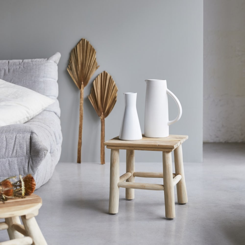 Tikamoon Nachttisch aus massivem Teakholz style exotic Beige