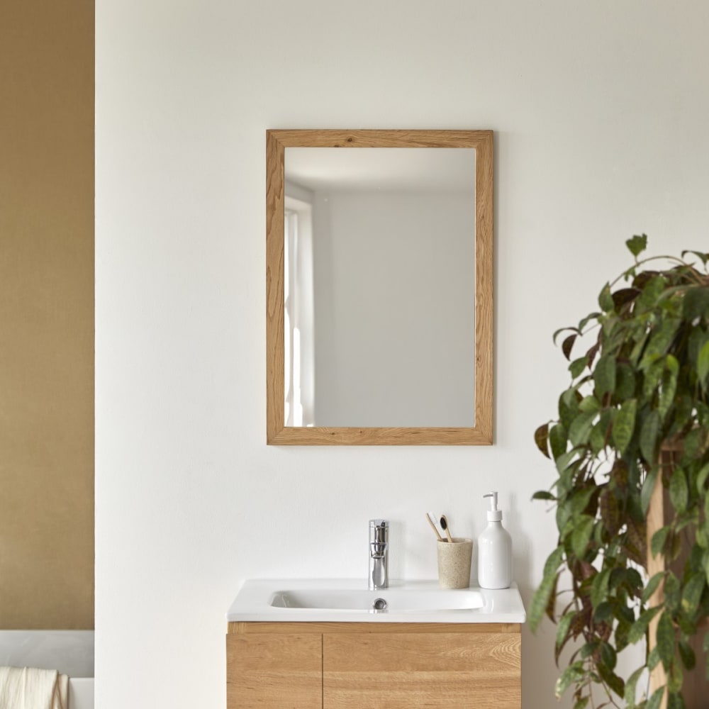 Tikamoon Spiegel aus massivem Eichenholz 70x50 cm style classic chic Beige
