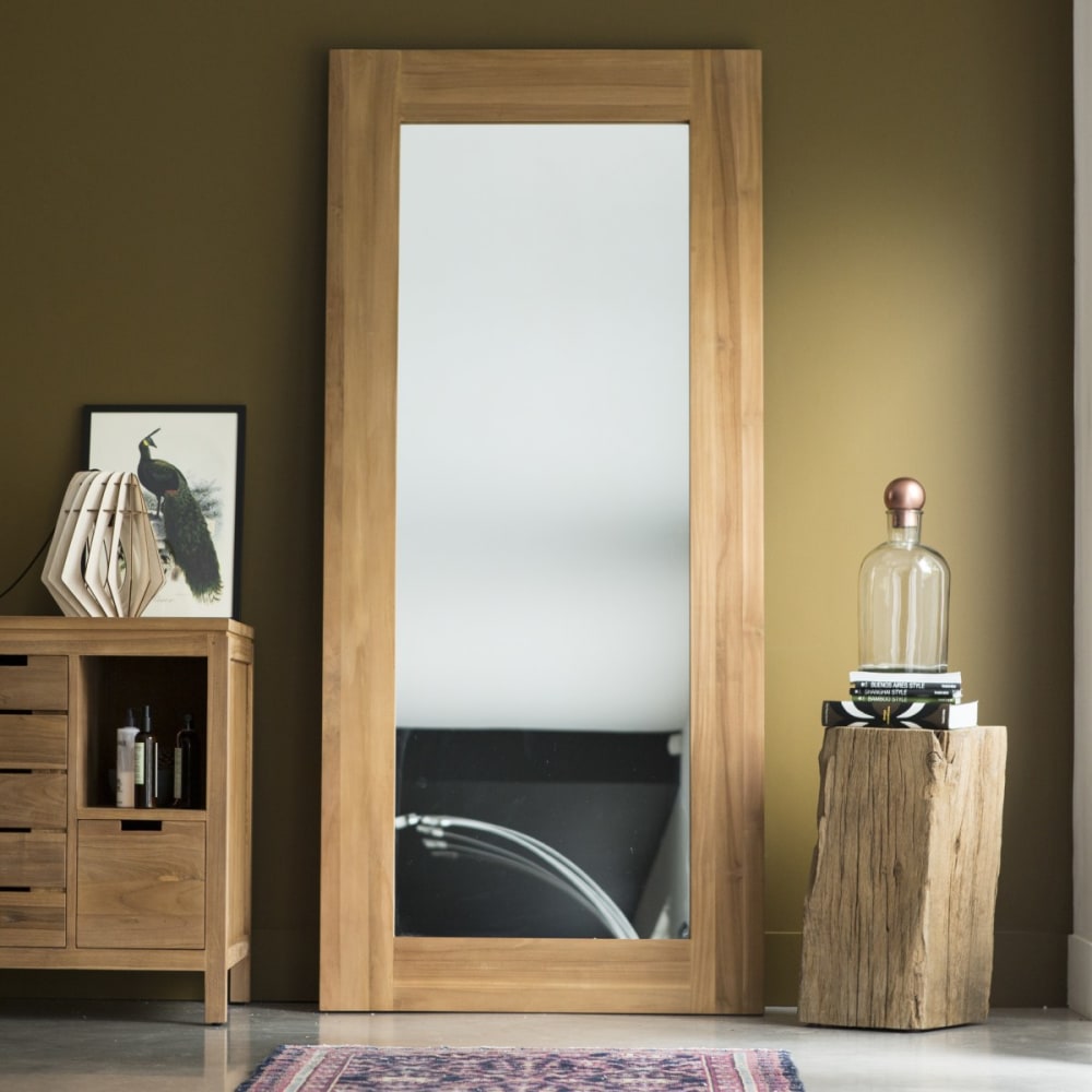 Tikamoon Spiegel aus massivem Teak 200x90 cm style industrial Beige Holz