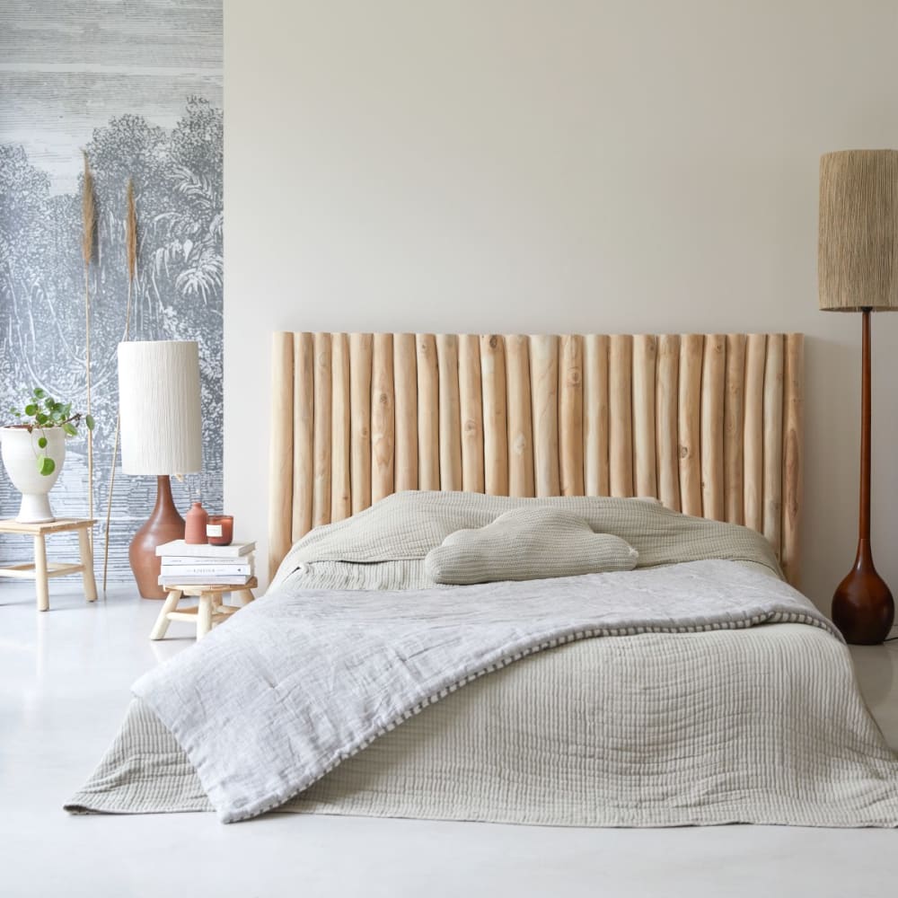 Tikamoon Kopfteil aus massivem Teakholz 180 cm style exotic Beige