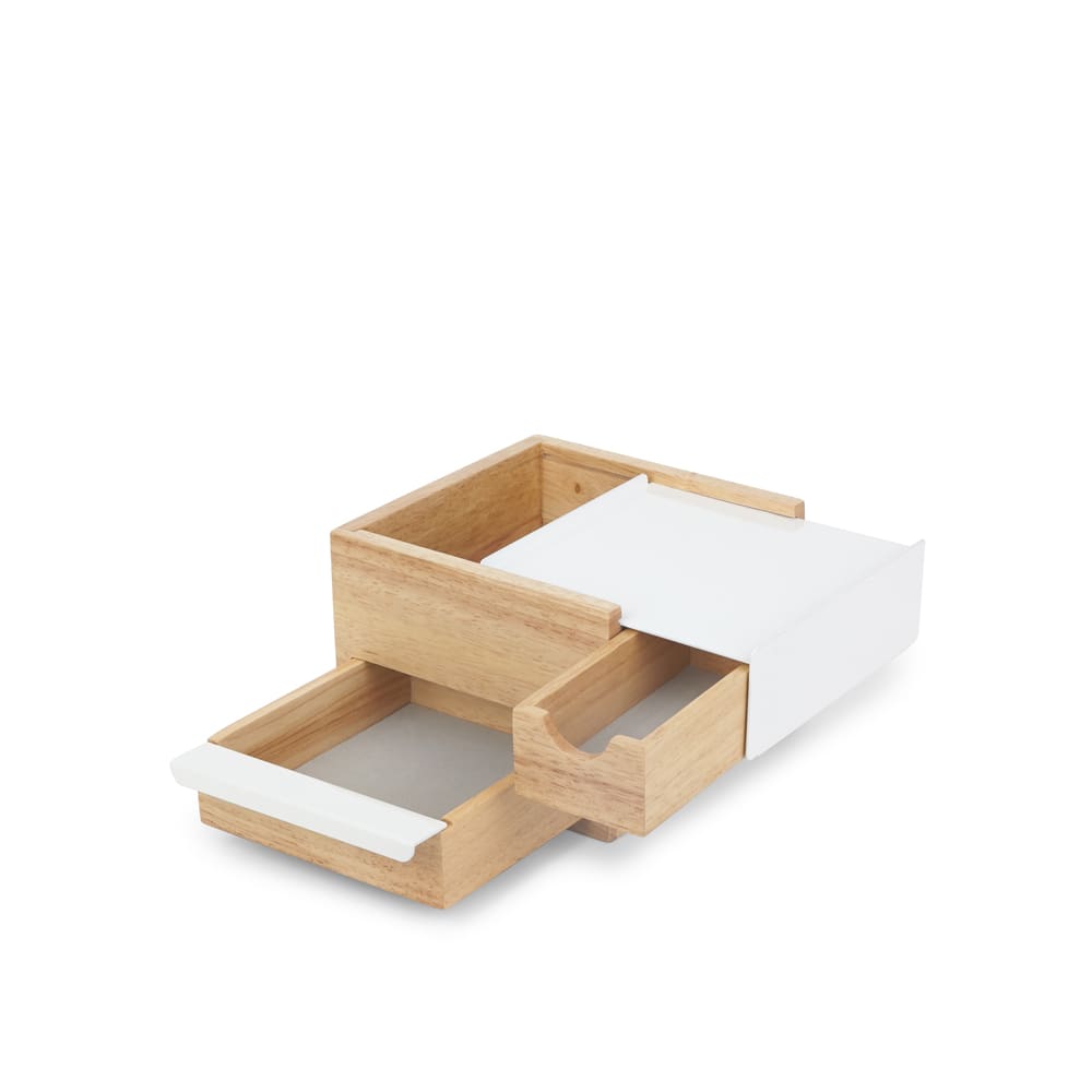 Umbra Kleines Schmuckkästchen aus Naturholz und Weißmetall style modern Beige