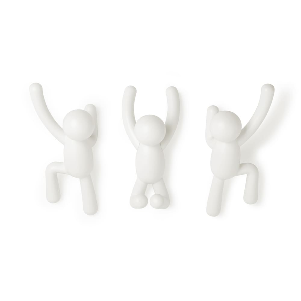 Portemanteau mural bonhomme, lot de 3, blancs