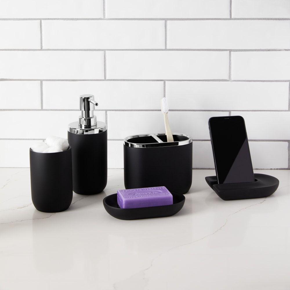 Pompe à savon ou gel hydroalcoolique, résine de pierre noire - Maisons du Monde