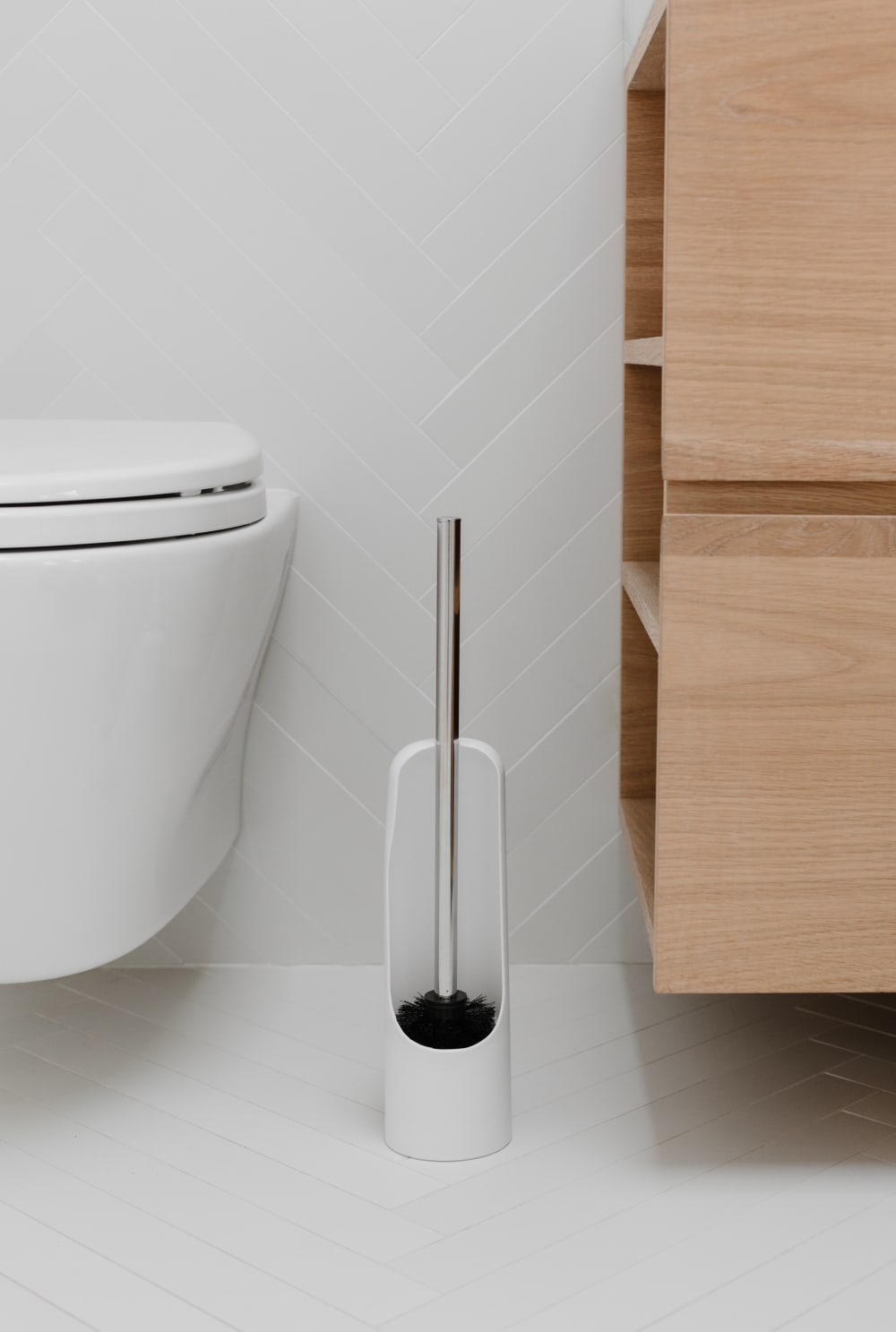 Porte-brosse à toilette, plastique moulé, blanc — vue 3