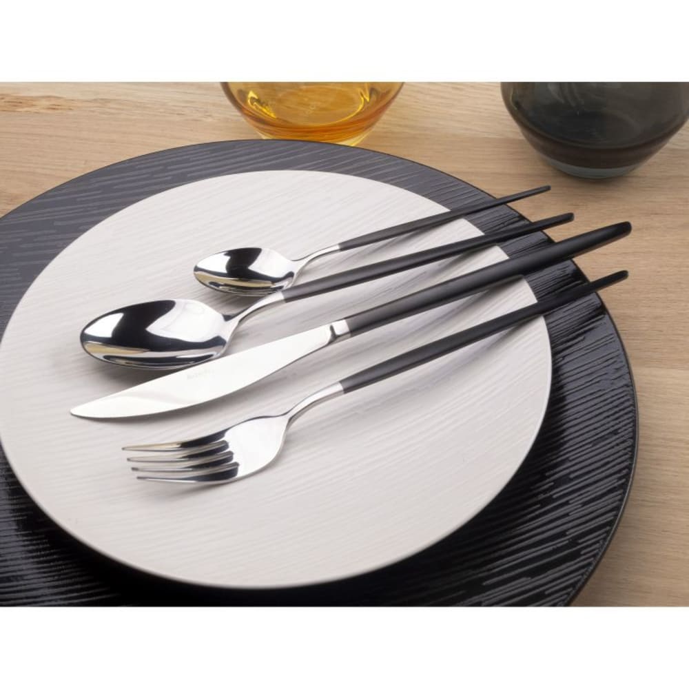 Set di posate da 24 pezzi in rivestimento in acciaio inox nero -