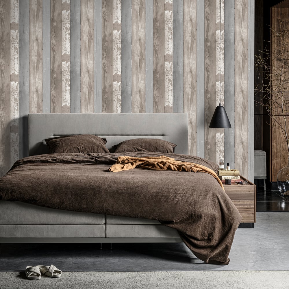 Papier peint intissé bois naturel planches marron 1005x52cm — vue 4