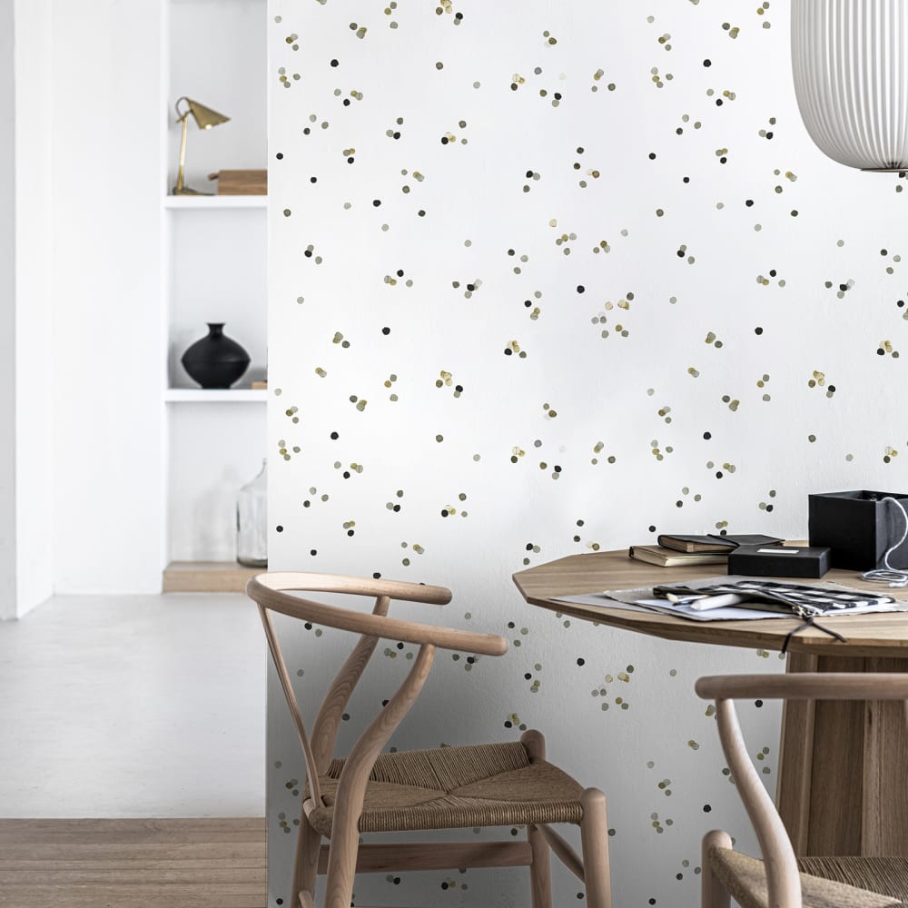Papier peint intissé moucheté confetti multicolore 1005x52cm