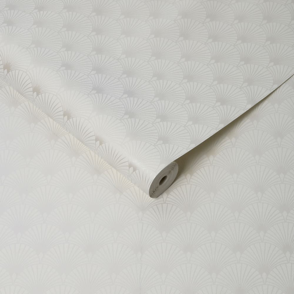 Papier peint intissé Gatsby art déco écailles blanc or 1005x52cm — vue 4