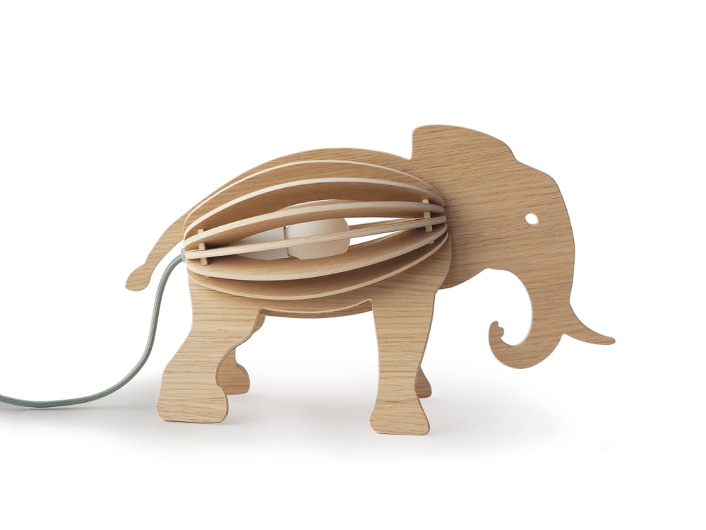 Lampada da tavolo Elefante - Modello Contemporaneo - Marrone - LEGNO