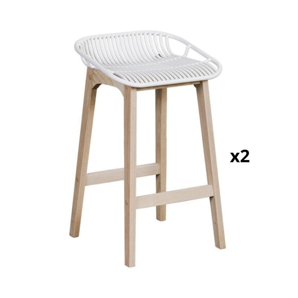 Lot de chaises d'îlot et bar  en chêne et assise plastique 65cm