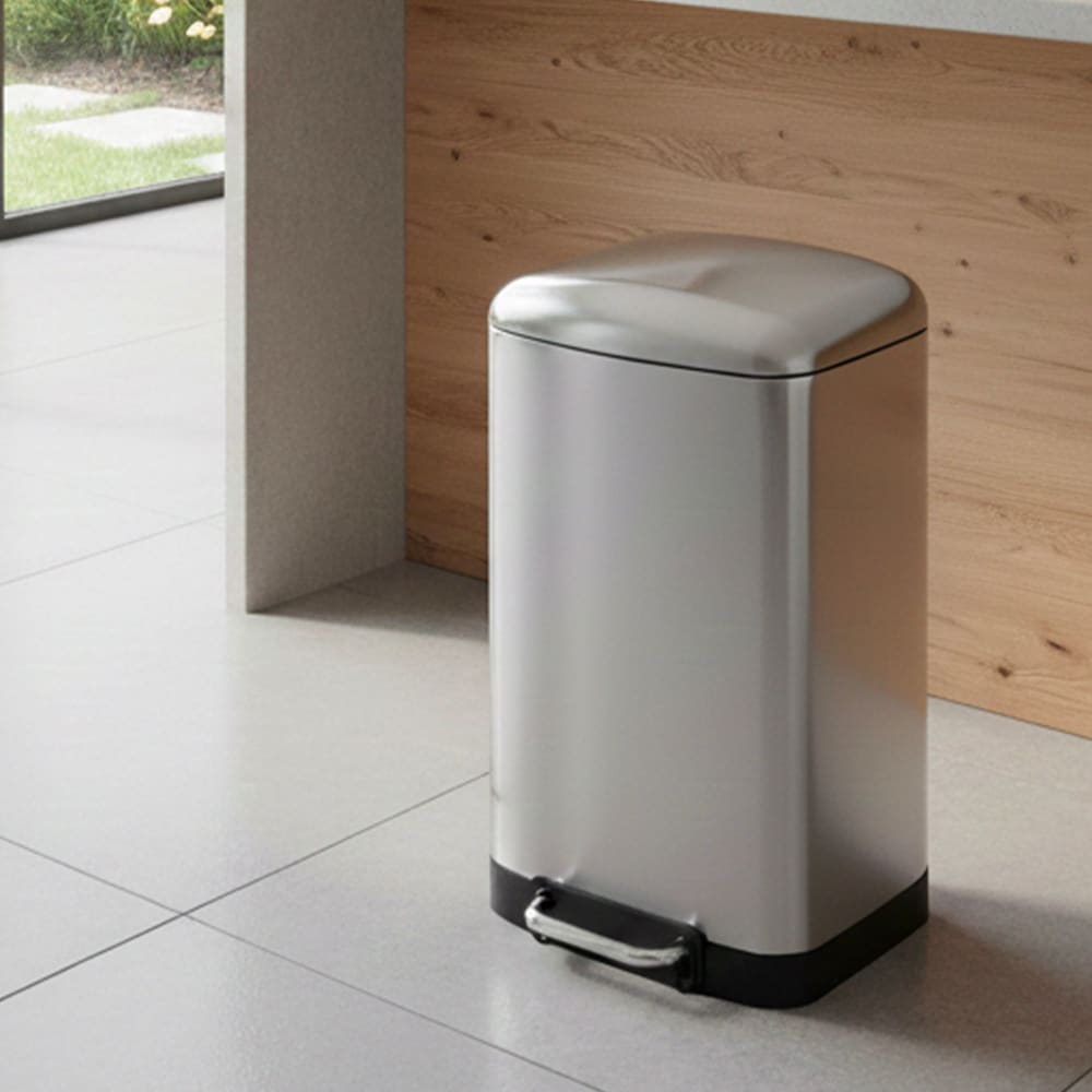 Cubo de basura de cocina de pedal plata 40l