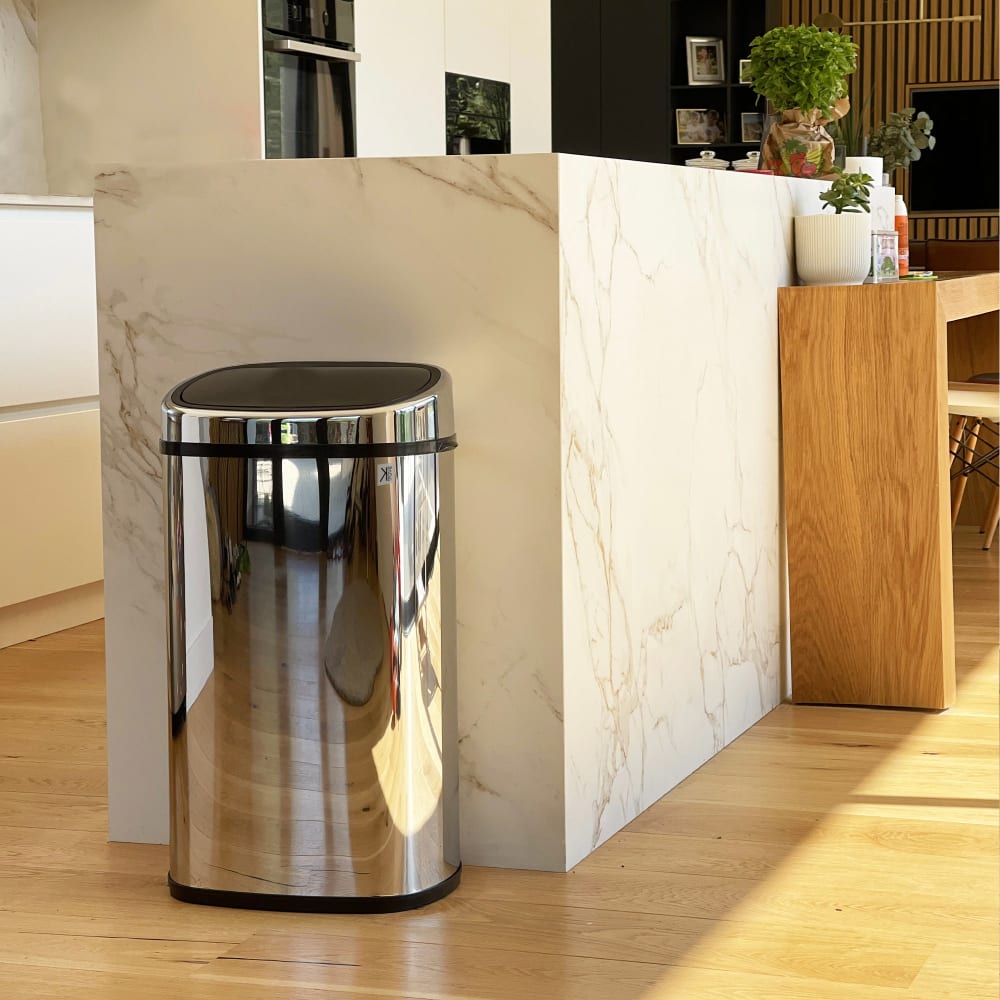 Cubo de basura de cocina de apertura a presión plata 48l