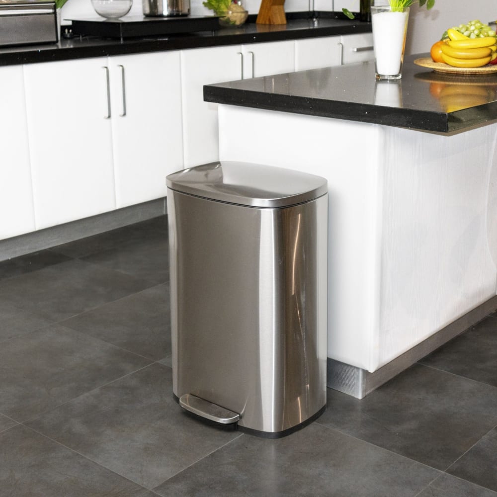 Pattumiera da cucina a pedale argento 50l - Modello Contemporaneo - Argentato - Acciaio
