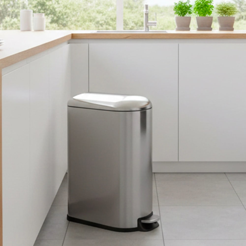 Cubo de basura de cocina de pedal plata 40l