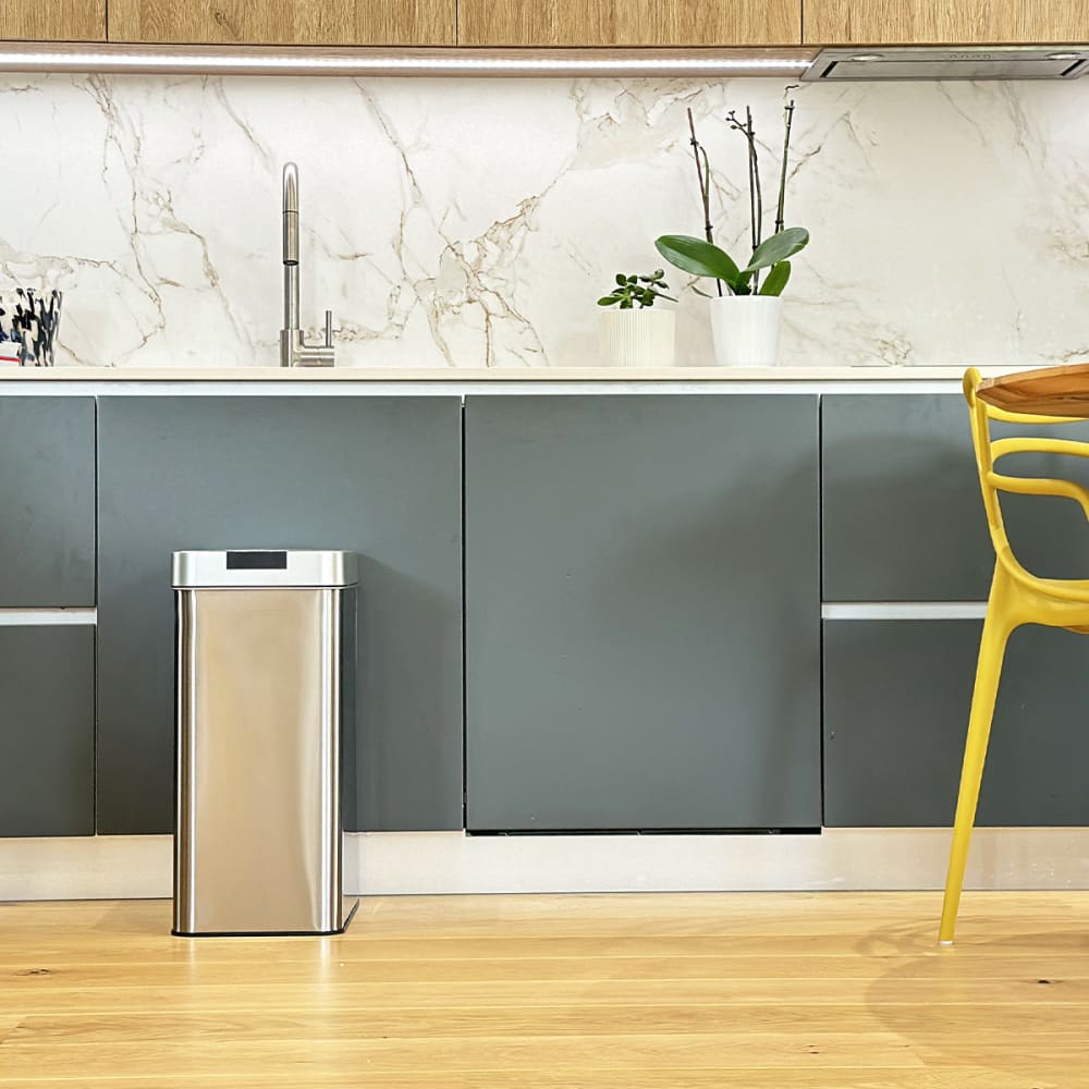 Cubo de basura de cocina automático plata 50l
