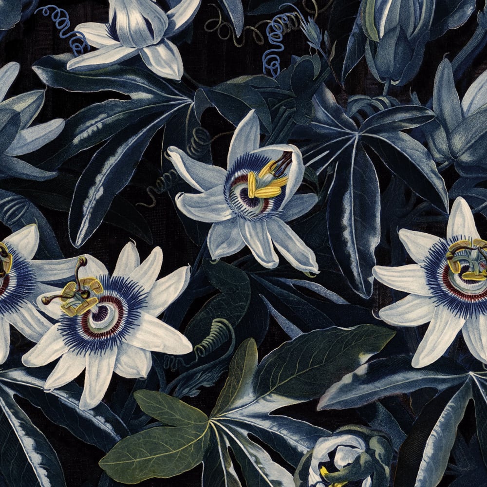 Papier peint panoramique fleurs de la passion bleu 280x200cm — vue 3