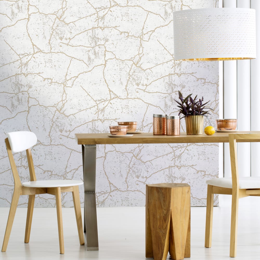 Papier peint intissé Kintsugi vinyle or 1005x52cm — vue 4